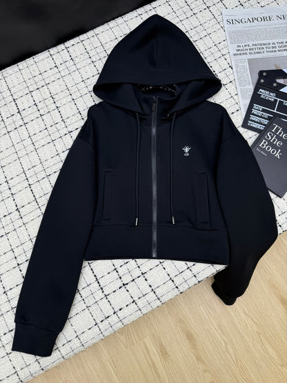 Di 25 Hooded jacket + elastic waist casual pants(white/black)