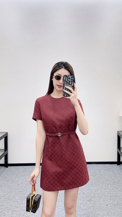 Gu 25 jacquard short-sleeved dress