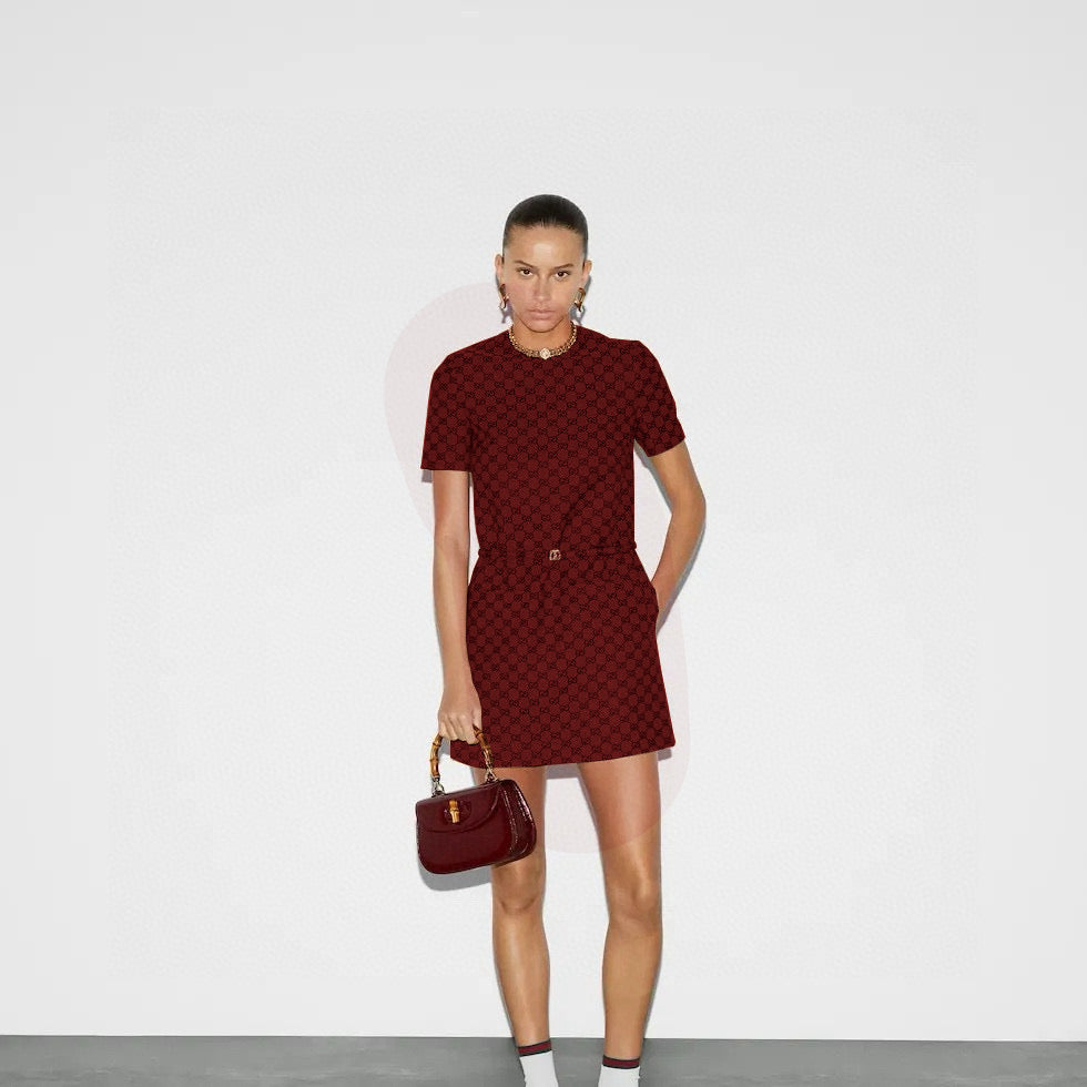 Gu 25 jacquard short-sleeved dress