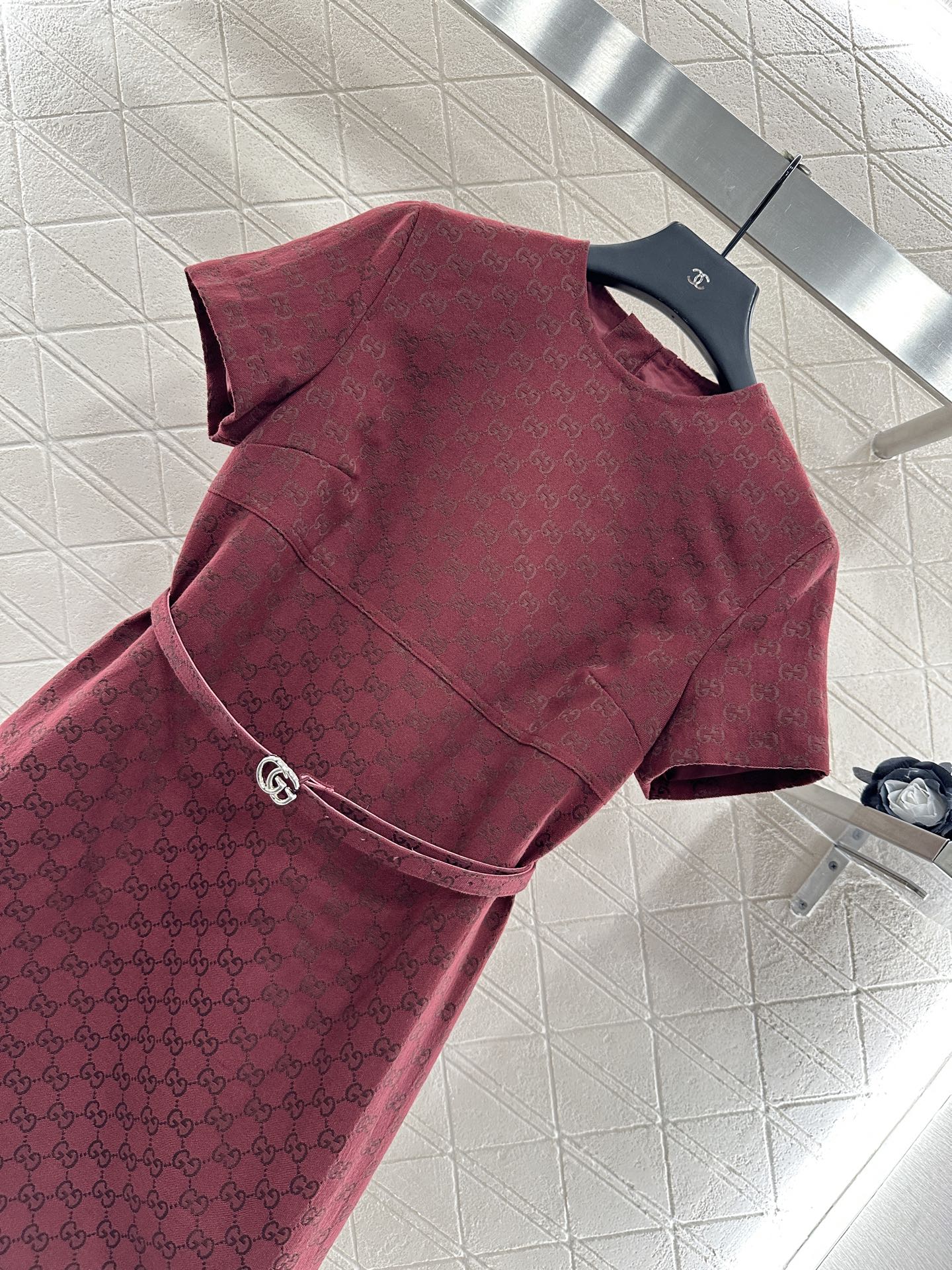 Gu 25 jacquard short-sleeved dress