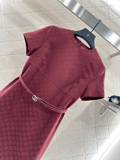 Gu 25 jacquard short-sleeved dress
