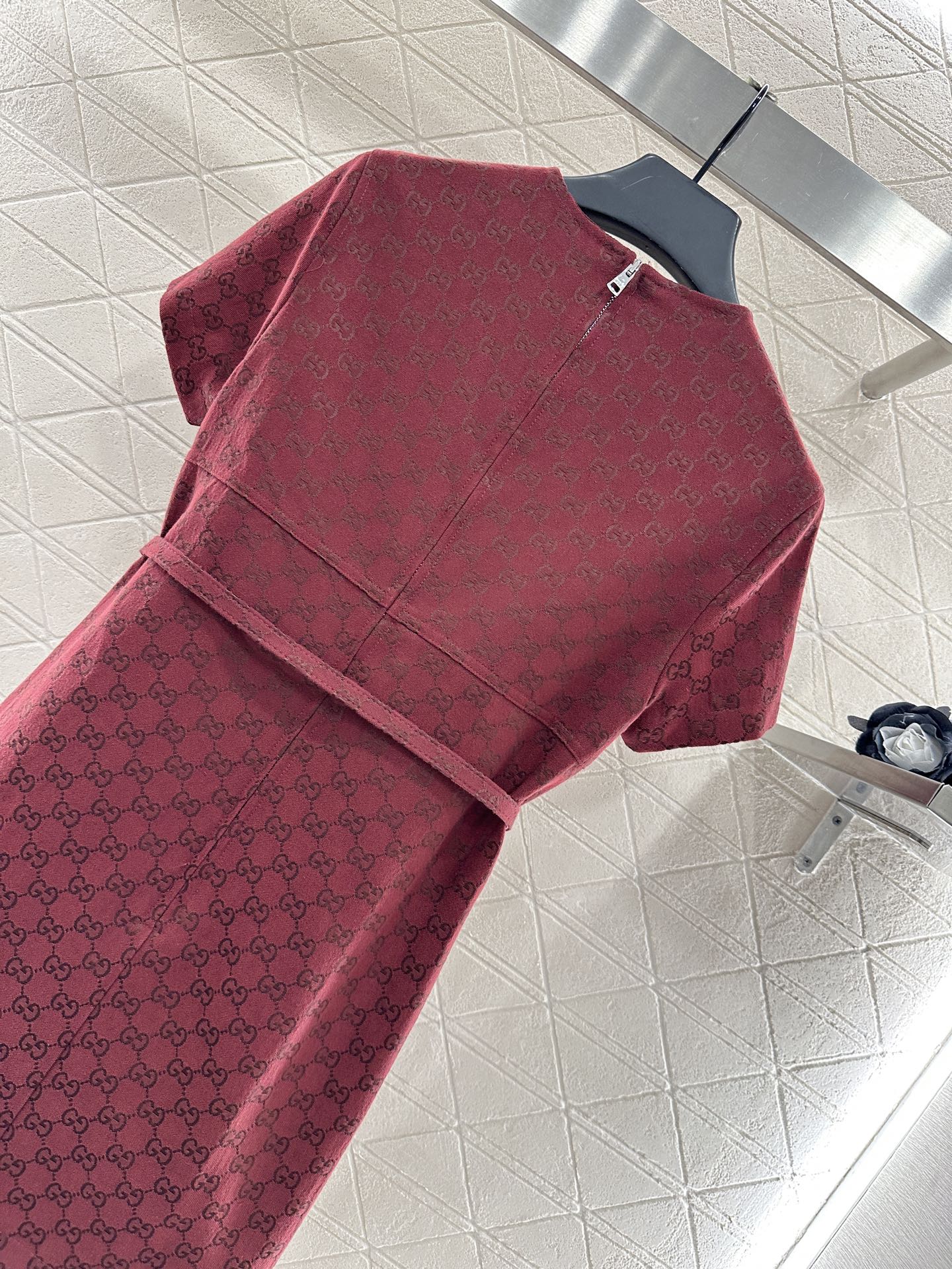 Gu 25 jacquard short-sleeved dress