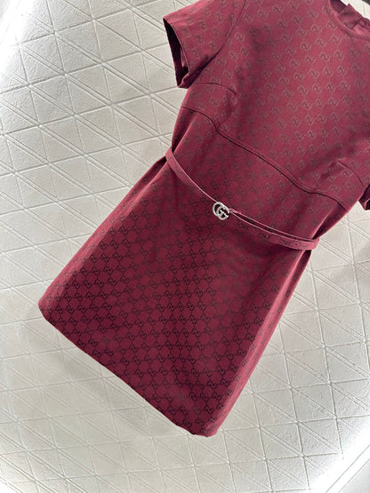 Gu 25 jacquard short-sleeved dress