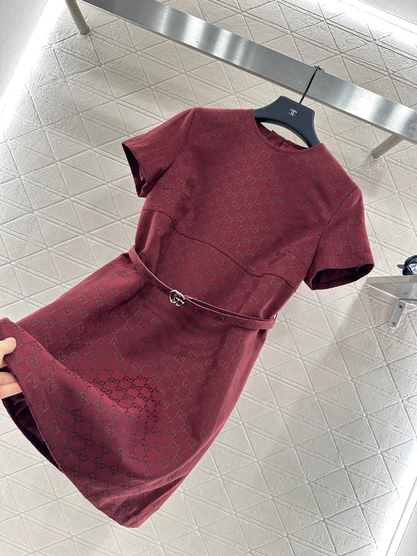 Gu 25 jacquard short-sleeved dress
