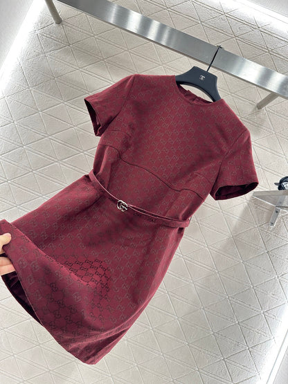 Gu 25 jacquard short-sleeved dress
