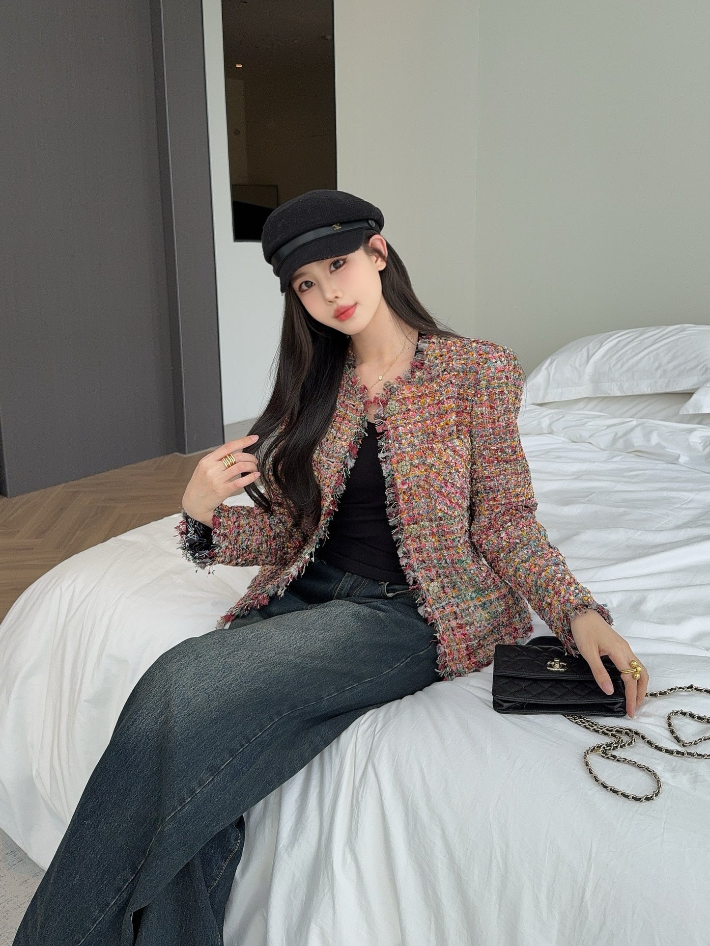 C 25fw new trim tweed coat