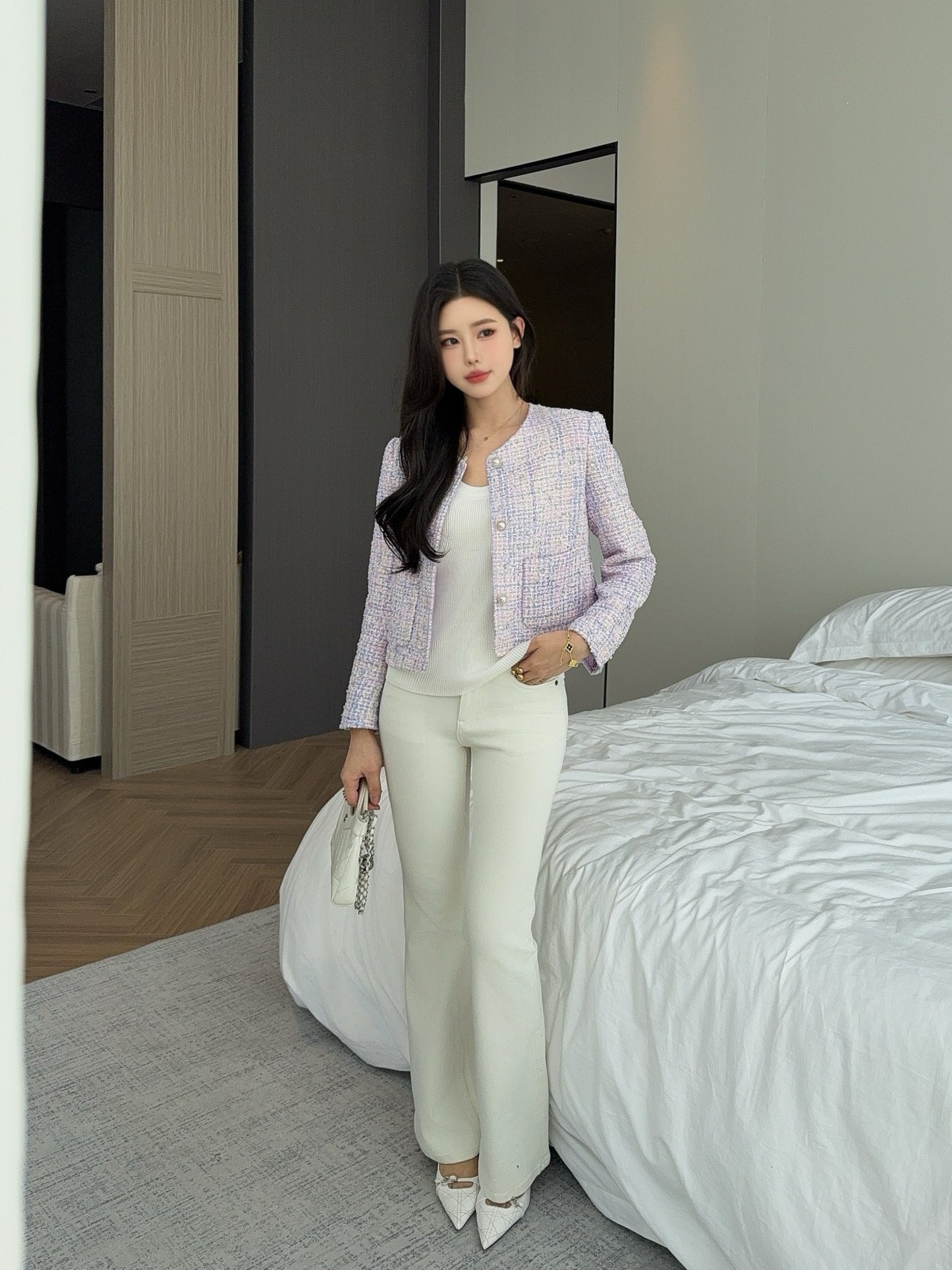 C 25 Purple trim tweed jacket