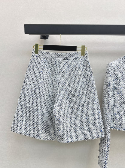 C 25fw Beaded silver tweed suit