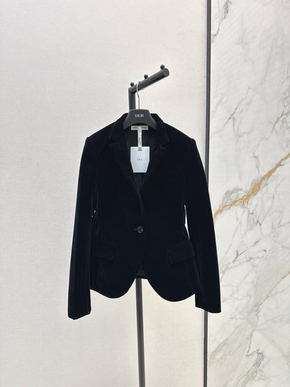 Di 25fw Custom gold velvet single-button blazer