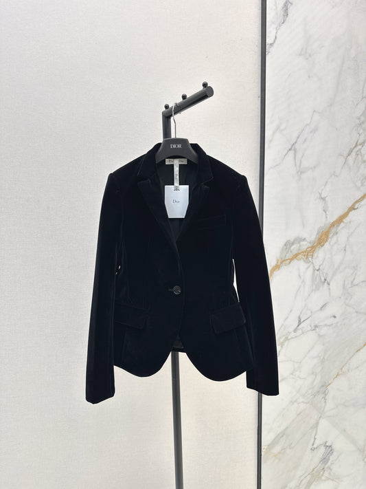 Di 25fw Custom gold velvet single-button blazer