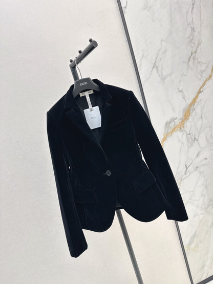Di 25fw Custom gold velvet single-button blazer