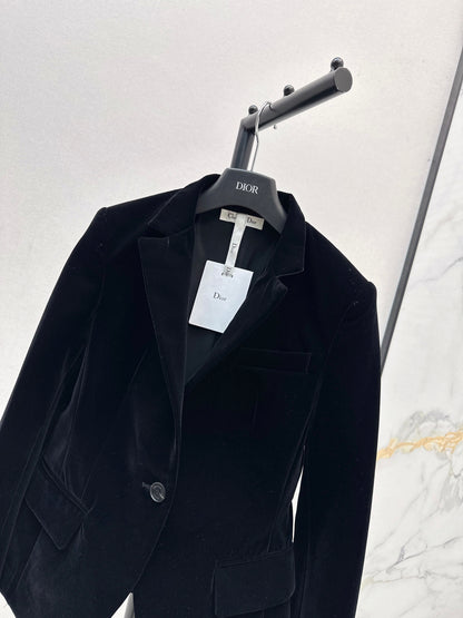 Di 25fw Custom gold velvet single-button blazer