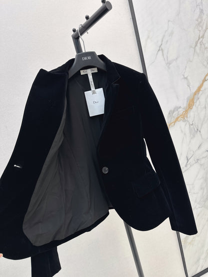 Di 25fw Custom gold velvet single-button blazer