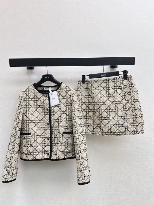Di 25fw Princess Diana rattan check skirt + jacket
