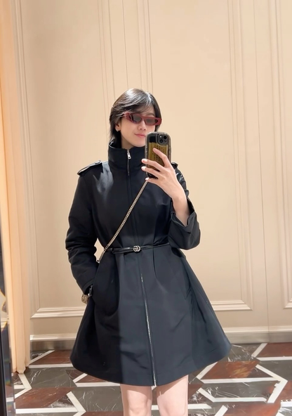 Di 25fw New lapel mid-length trench coat