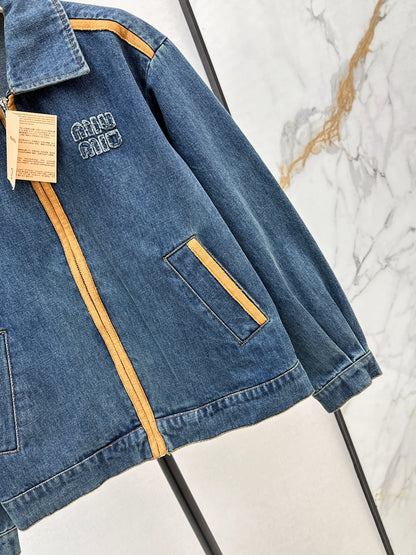 Mi 25 New leather-trimmed denim jacket + trousers set