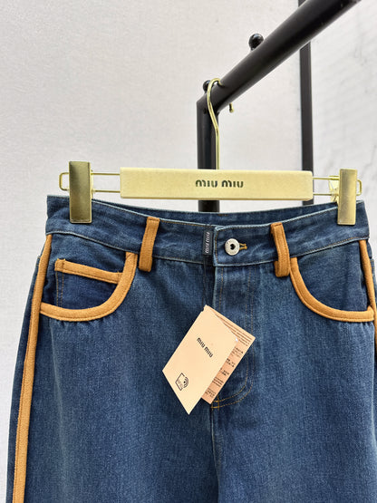 Mi 25 New leather-trimmed denim jacket + trousers set