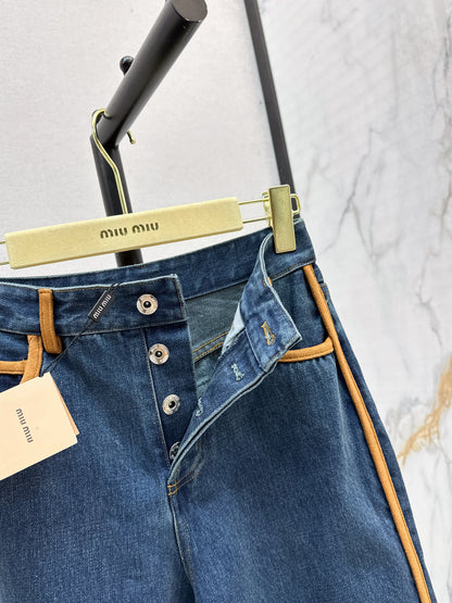 Mi 25 New leather-trimmed denim jacket + trousers set