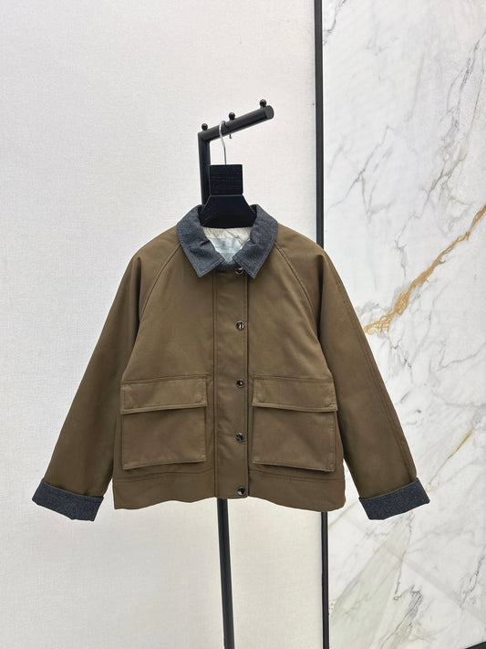 Bru 25 patchwork lapel padded jacket