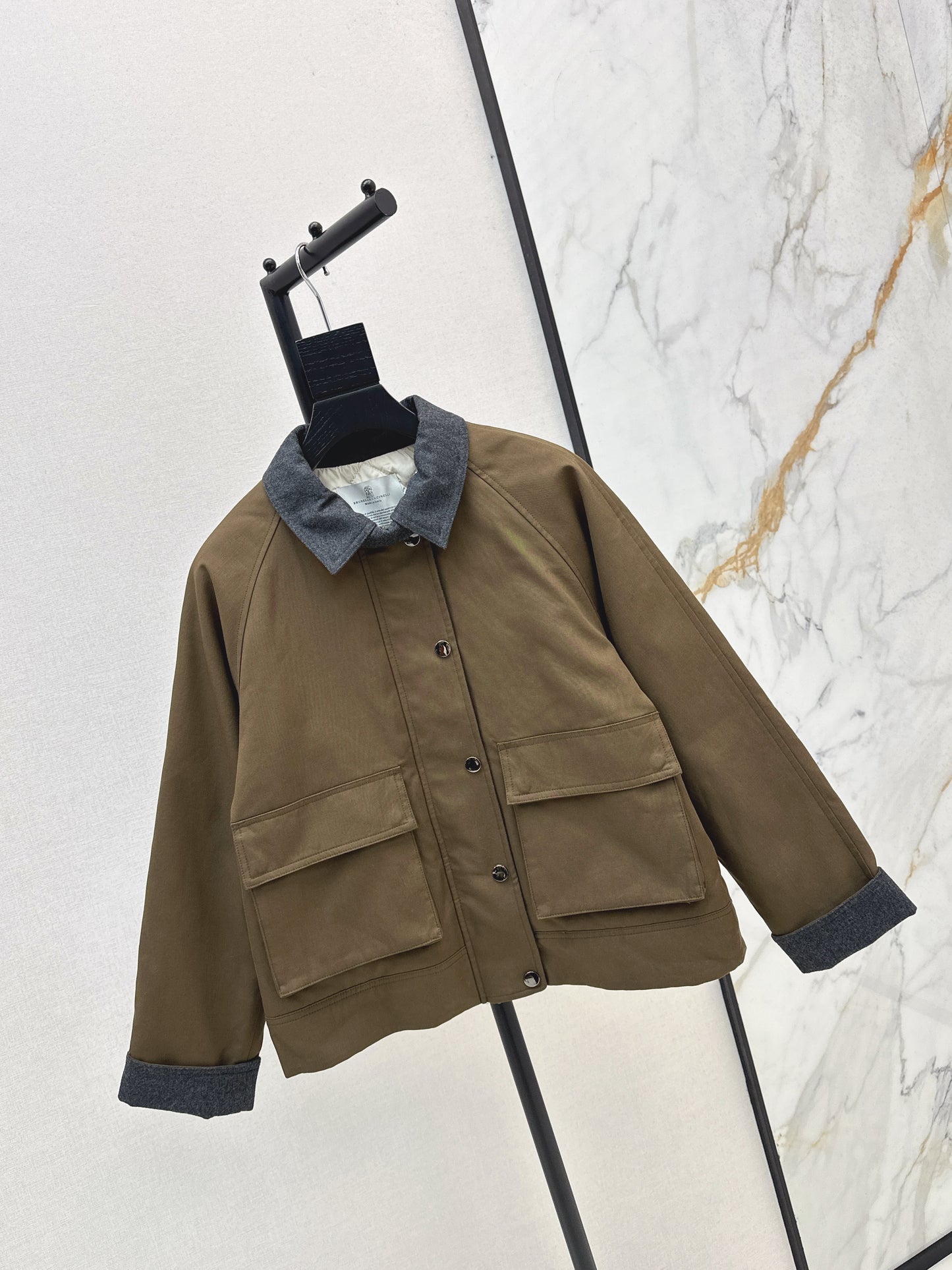 Bru 25 patchwork lapel padded jacket
