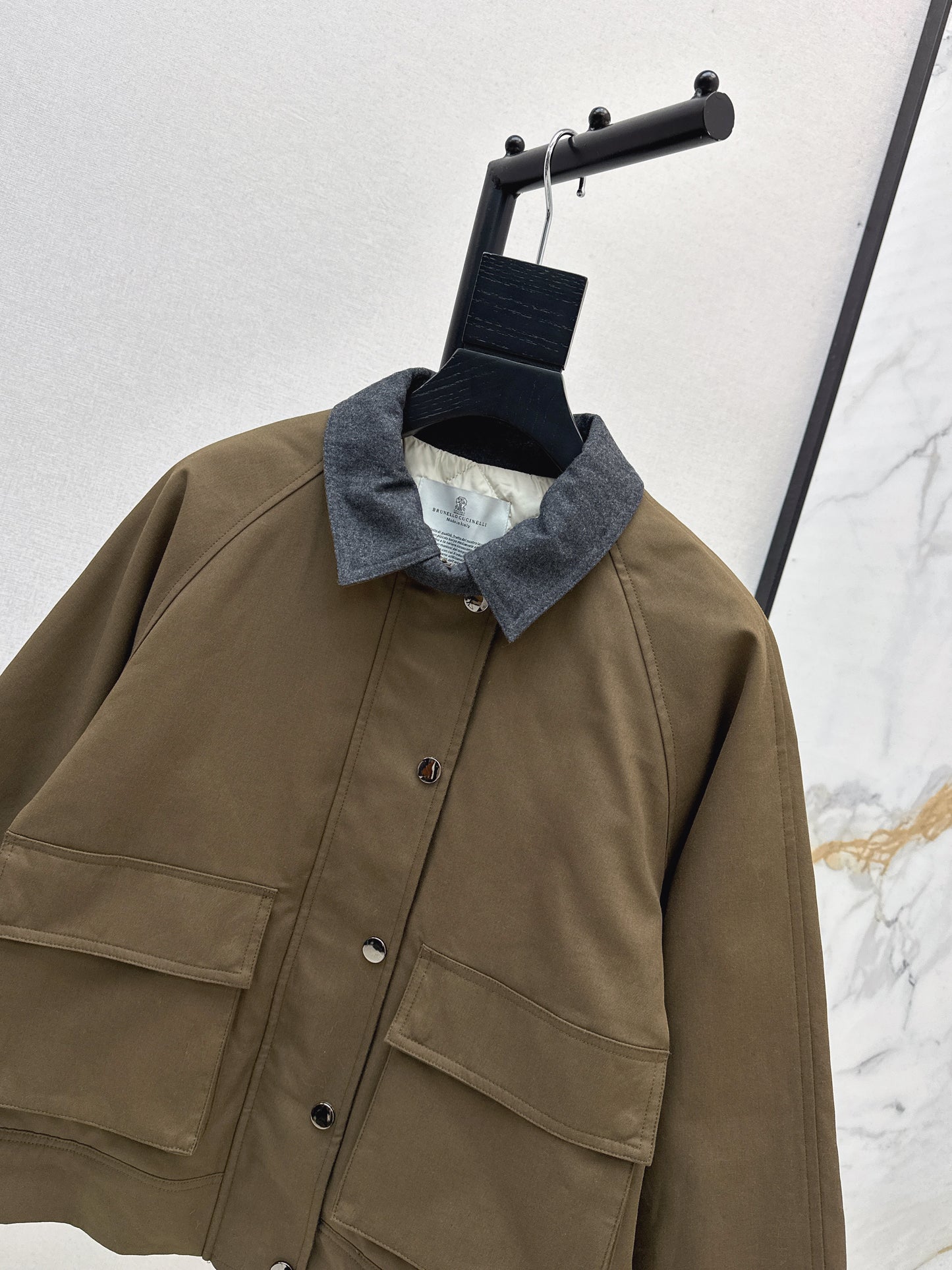 Bru 25 patchwork lapel padded jacket
