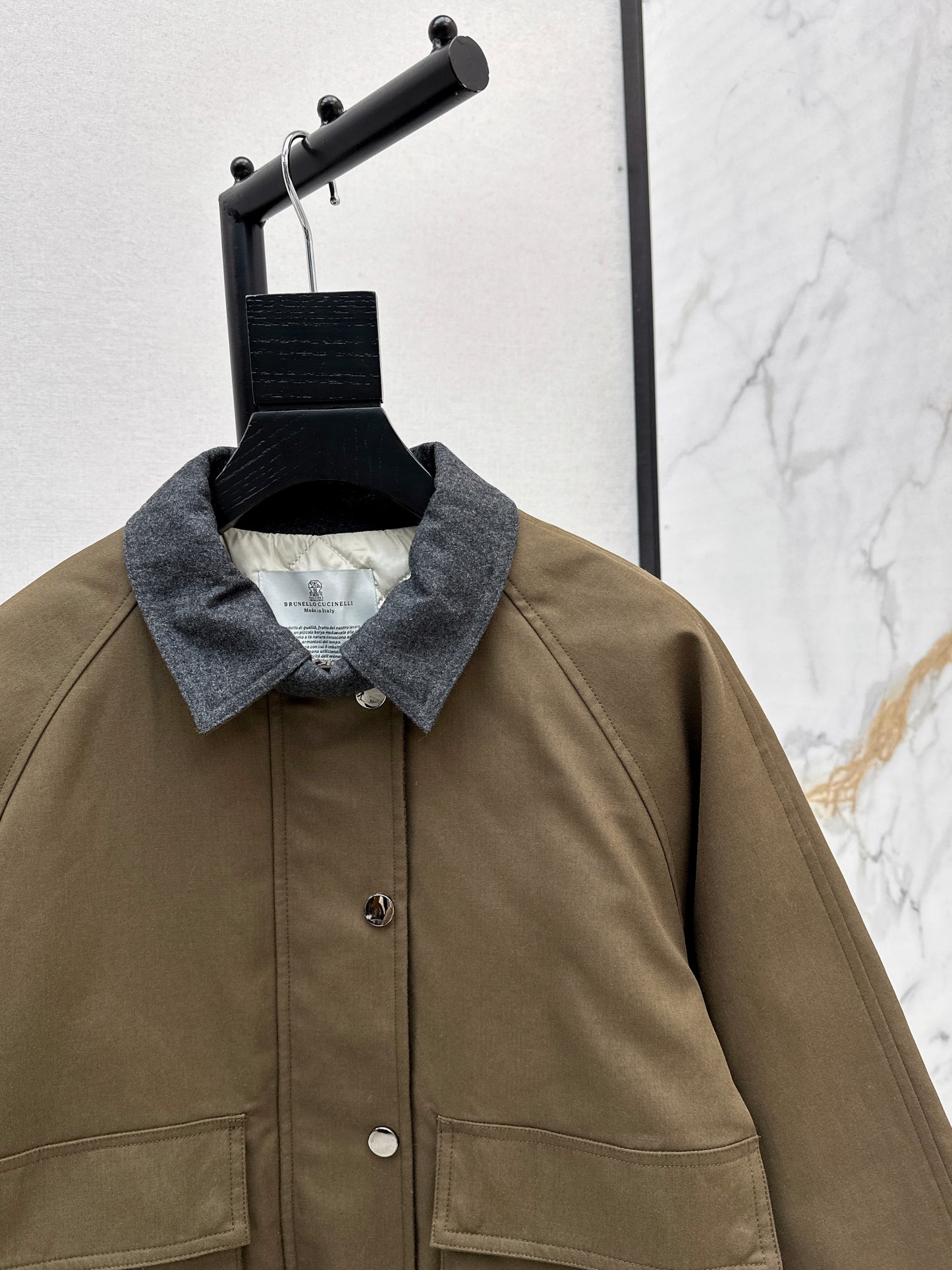 Bru 25 patchwork lapel padded jacket