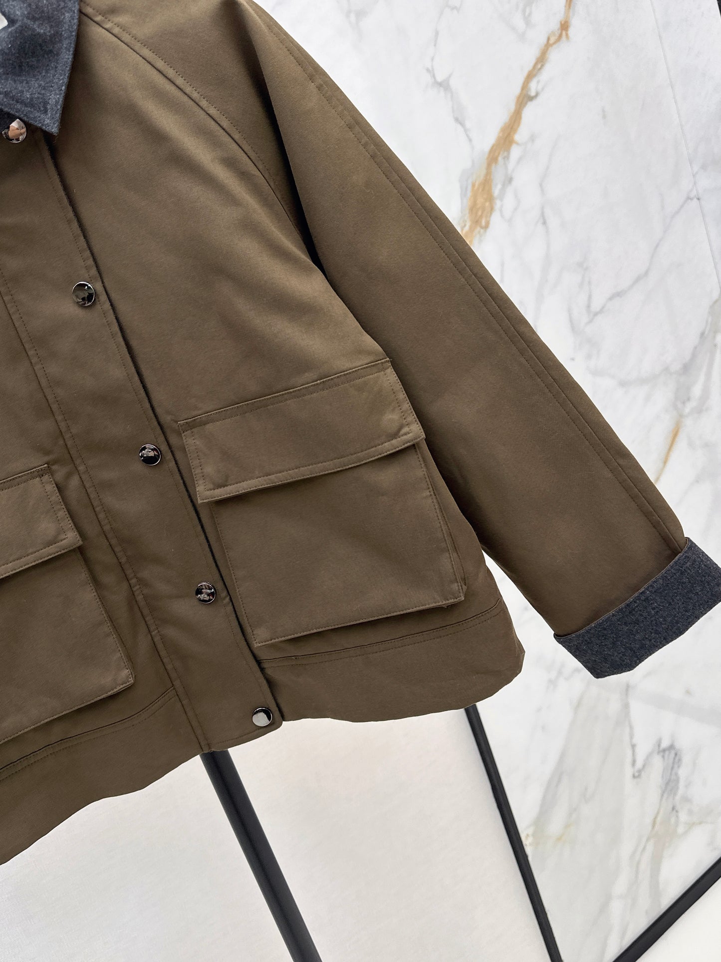 Bru 25 patchwork lapel padded jacket