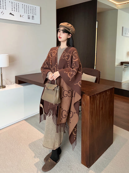 Gu 24 Classic Woven Cape Shawl Coat