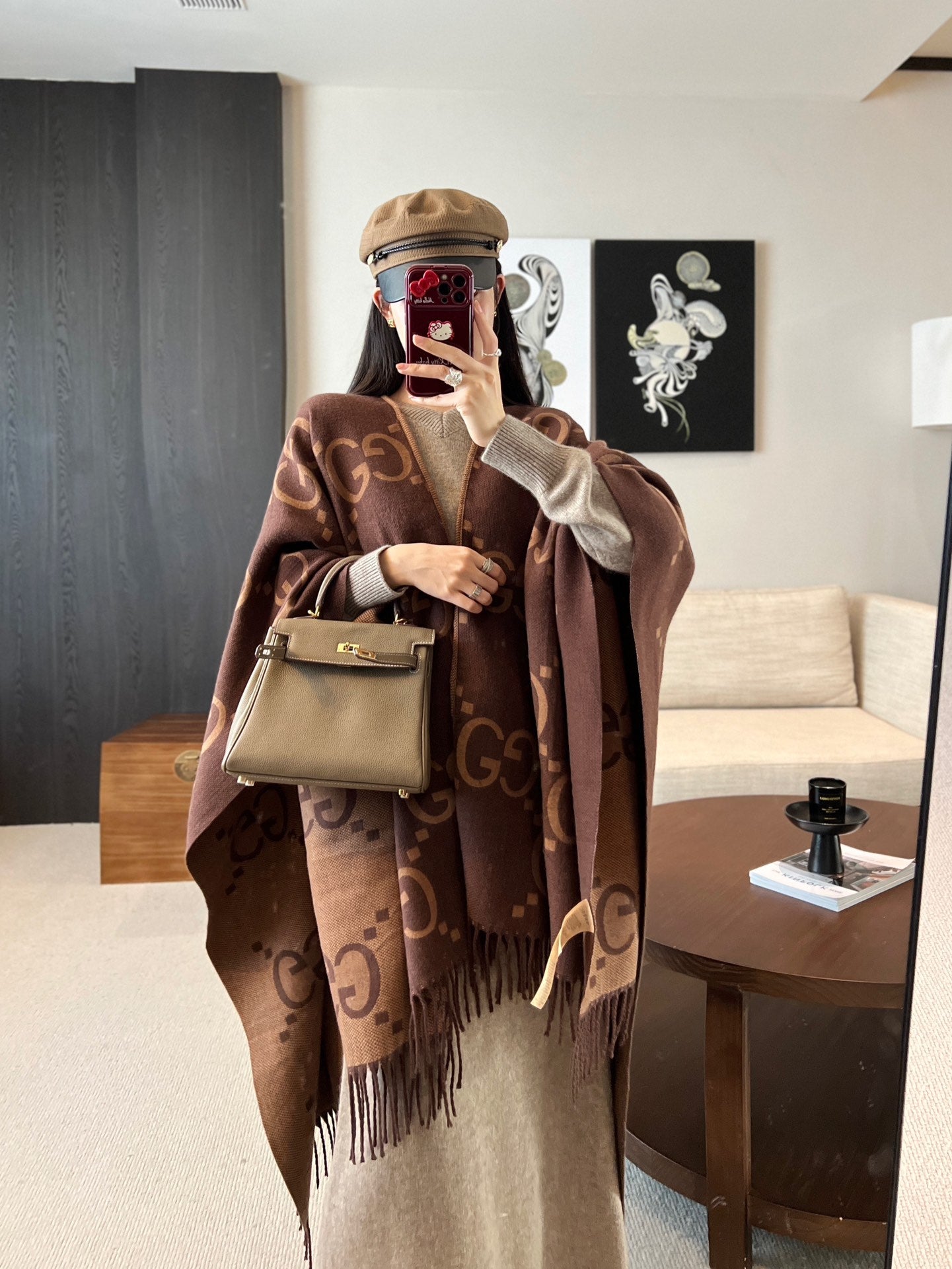 Gu 24 Classic Woven Cape Shawl Coat