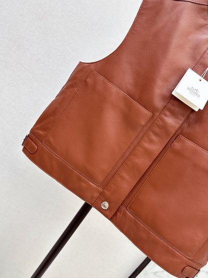 Her 25 genuine leather jacket vest coat