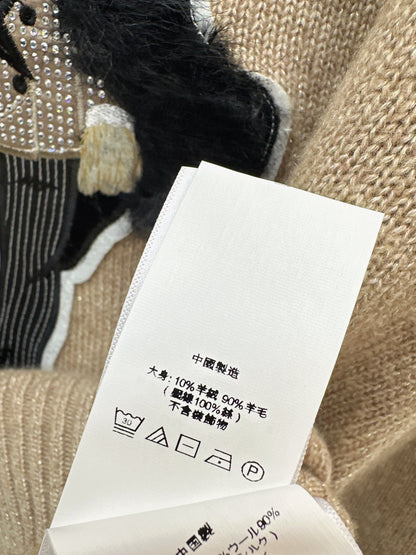 Ral 25 New Bear Embroidered Crew Neck Sweater(white/khaki)