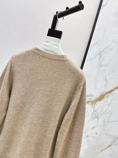 Ral 25 New Bear Embroidered Crew Neck Sweater(white/khaki)