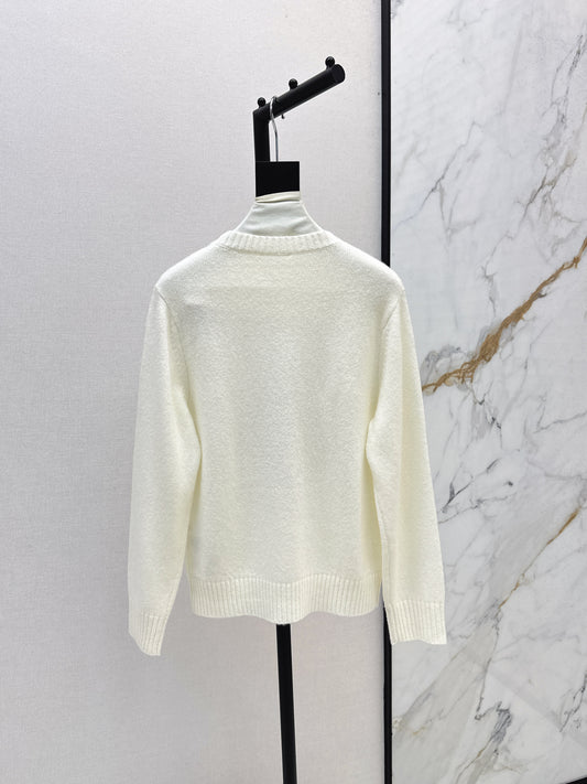 Ral 25 New Bear Embroidered Crew Neck Sweater(white/khaki)