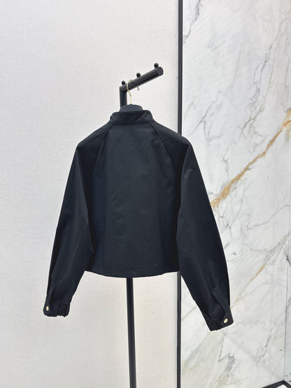 L 25 New style stand collar short windbreaker jacket(black/beige)