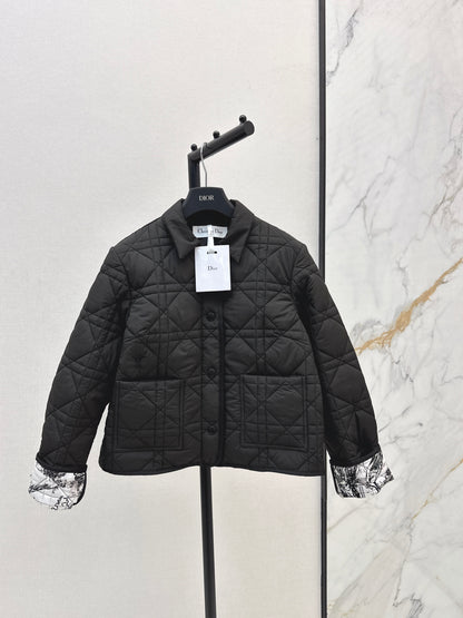 Di 25 New Princess Diana rattan check quilted hooded jacket(WHITE/KHAKI/BLACK)