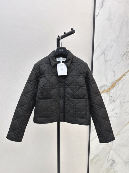 Di 25 New Princess Diana rattan check quilted hooded jacket(WHITE/KHAKI/BLACK)
