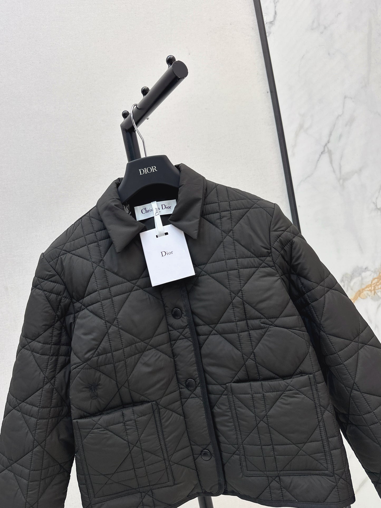 Di 25 New Princess Diana rattan check quilted hooded jacket(WHITE/KHAKI/BLACK)