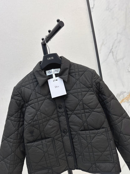 Di 25 New Princess Diana rattan check quilted hooded jacket(WHITE/KHAKI/BLACK)