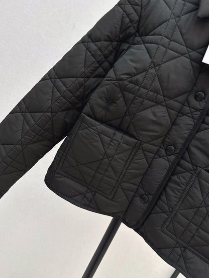 Di 25 New Princess Diana rattan check quilted hooded jacket(WHITE/KHAKI/BLACK)