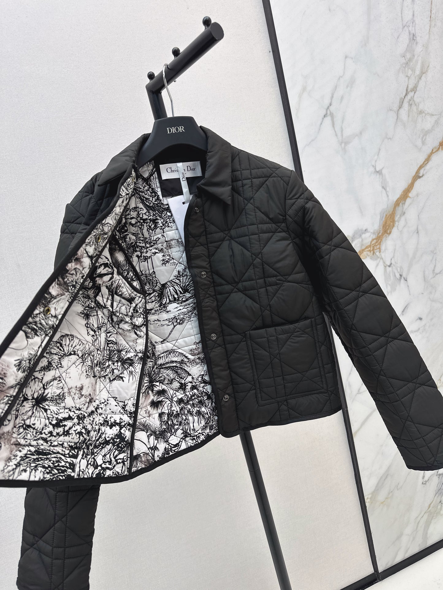 Di 25 New Princess Diana rattan check quilted hooded jacket(WHITE/KHAKI/BLACK)