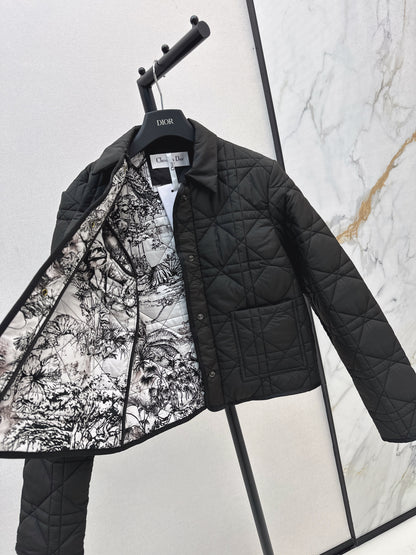 Di 25 New Princess Diana rattan check quilted hooded jacket(WHITE/KHAKI/BLACK)