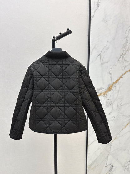 Di 25 New Princess Diana rattan check quilted hooded jacket(WHITE/KHAKI/BLACK)