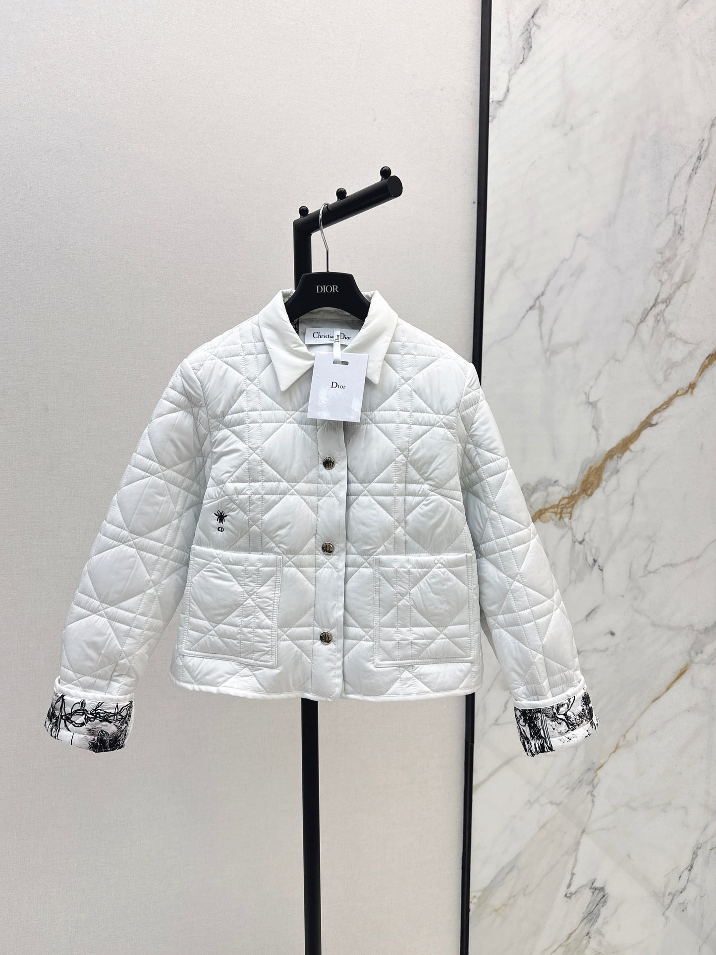 Di 25 New Princess Diana rattan check quilted hooded jacket(WHITE/KHAKI/BLACK)