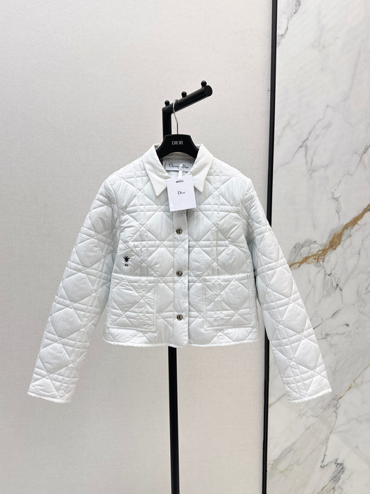 Di 25 New Princess Diana rattan check quilted hooded jacket(WHITE/KHAKI/BLACK)