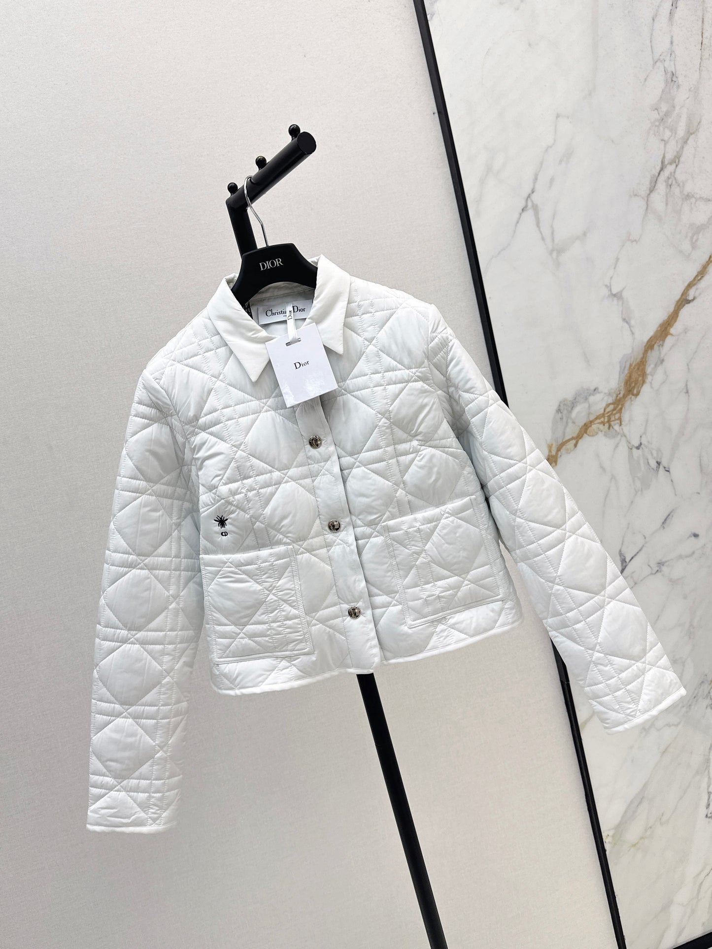 Di 25 New Princess Diana rattan check quilted hooded jacket(WHITE/KHAKI/BLACK)