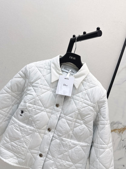 Di 25 New Princess Diana rattan check quilted hooded jacket(WHITE/KHAKI/BLACK)