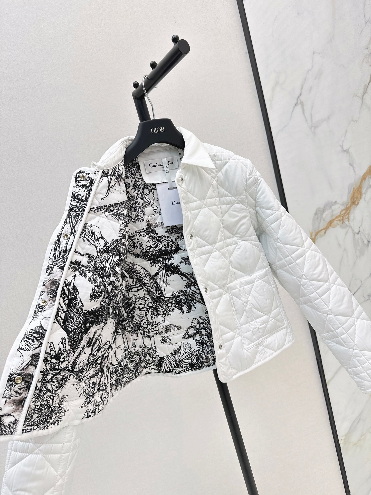 Di 25 New Princess Diana rattan check quilted hooded jacket(WHITE/KHAKI/BLACK)
