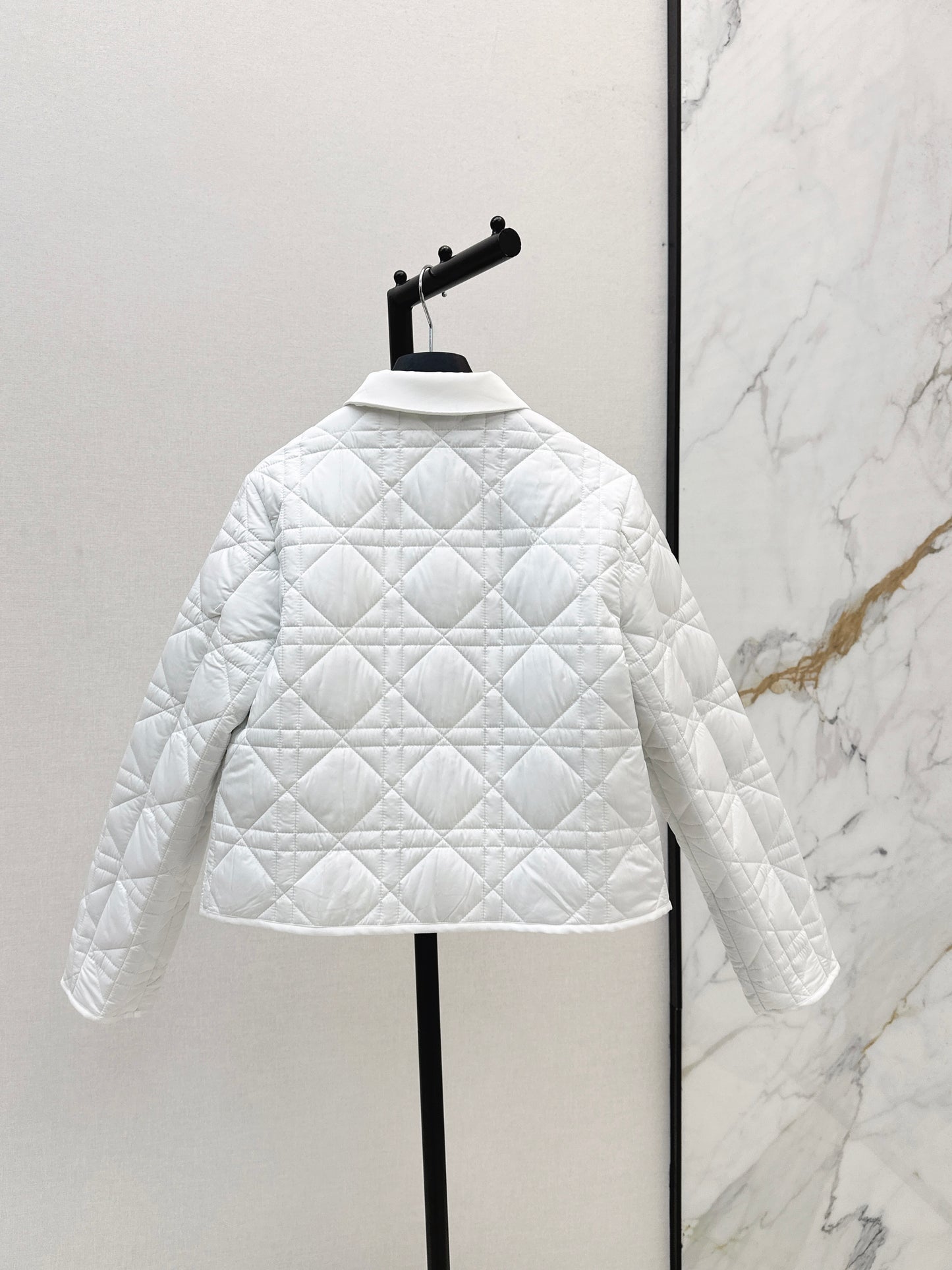 Di 25 New Princess Diana rattan check quilted hooded jacket(WHITE/KHAKI/BLACK)