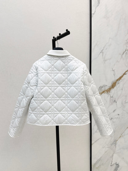 Di 25 New Princess Diana rattan check quilted hooded jacket(WHITE/KHAKI/BLACK)