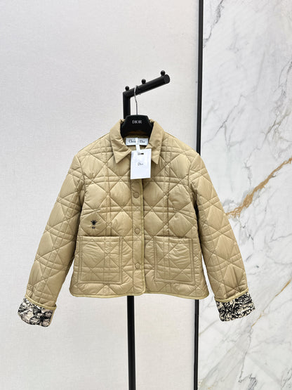 Di 25 New Princess Diana rattan check quilted hooded jacket(WHITE/KHAKI/BLACK)